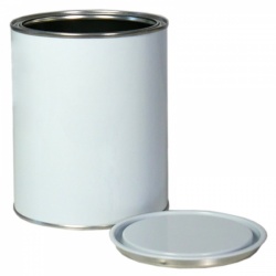 1L Lever Lid Tin White/Plain with Lid